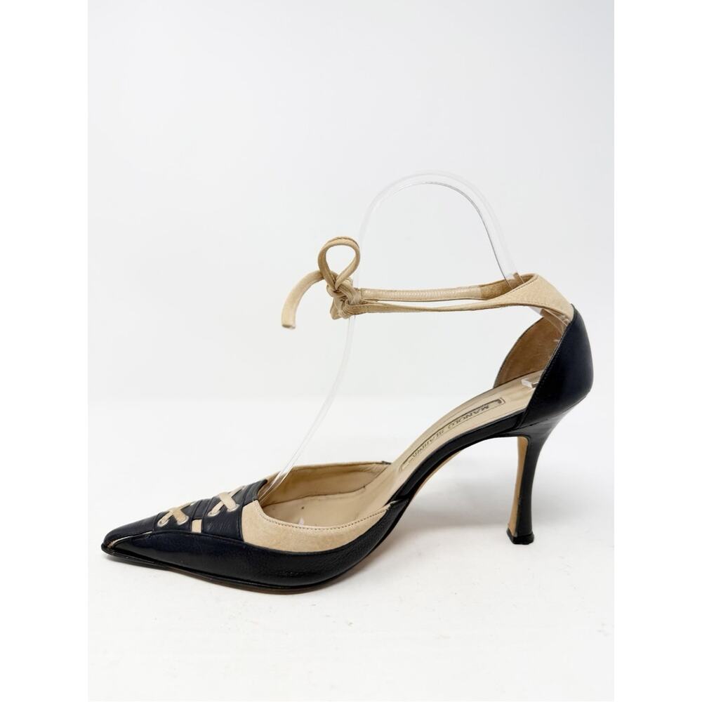 Manolo Blahnik Vintage Lace Up Pointed Toe Heels Womens Size EU 36.5 - Picture 7 of 12